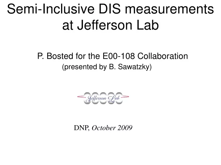 semi inclusive dis measurements at jefferson lab