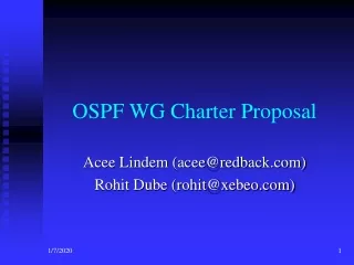 OSPF WG Charter Proposal