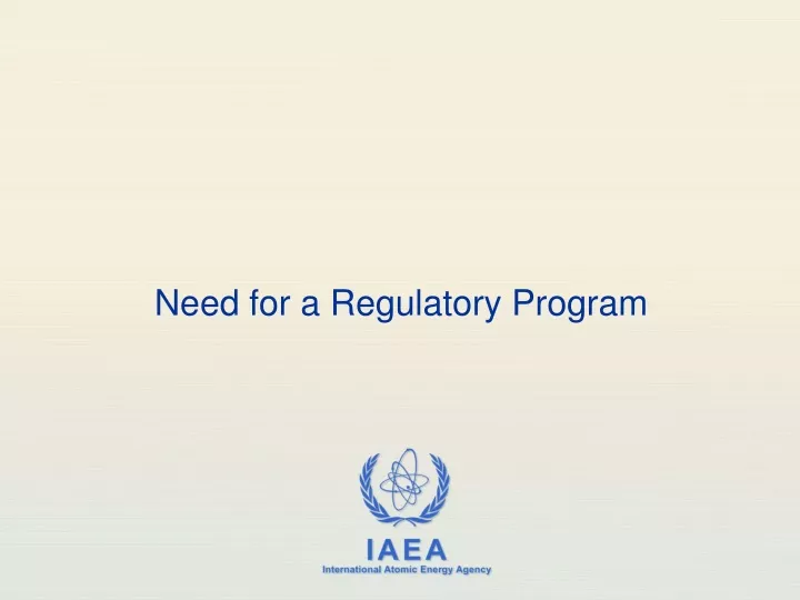 need for a regulatory program