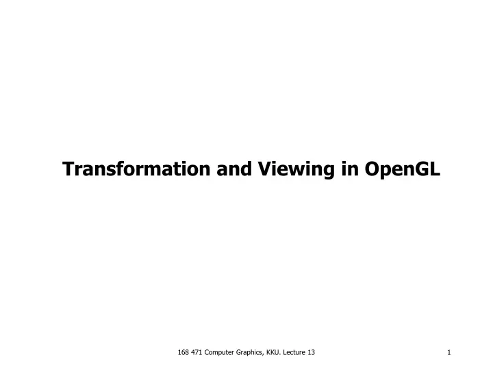 transformation and viewing in opengl