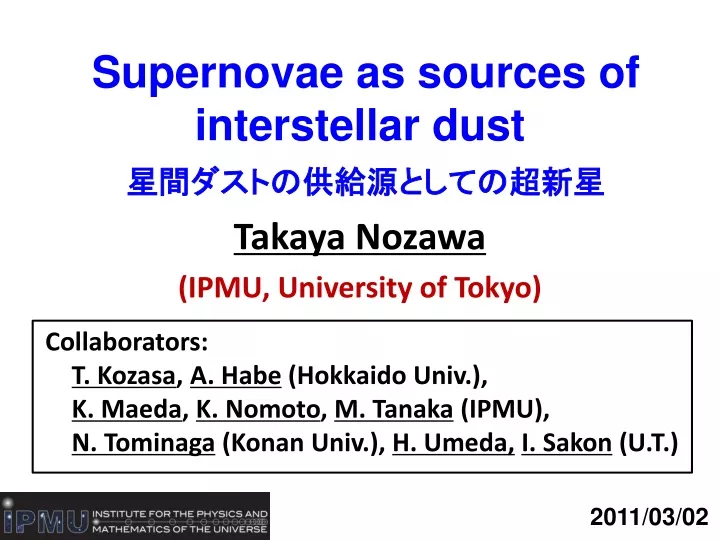 supernovae as sources of interstellar dust