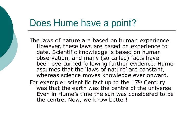 does hume have a point