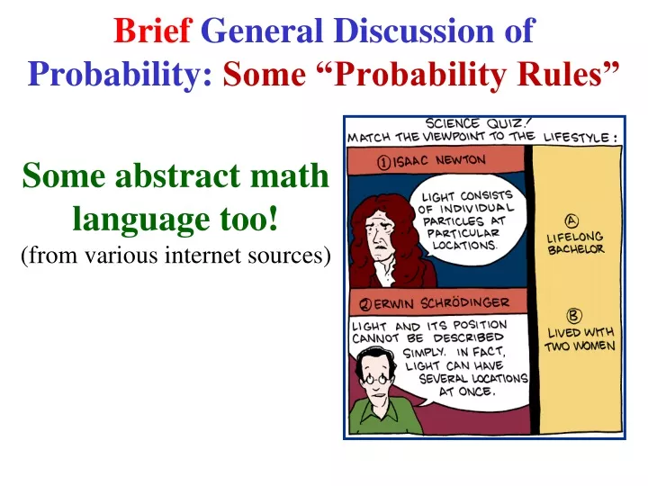 brief general discussion of probability some probability rules