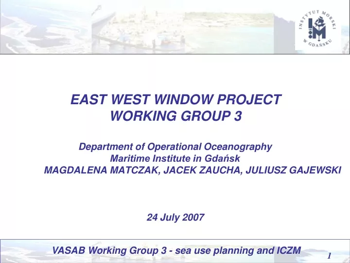 vasab working group 3 sea use planning and iczm