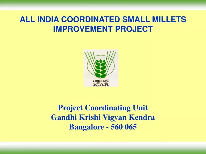 all india coordinated small millets improvement