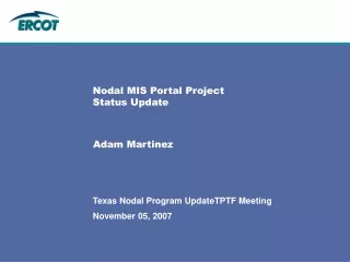 Nodal MIS Portal Project Status Update