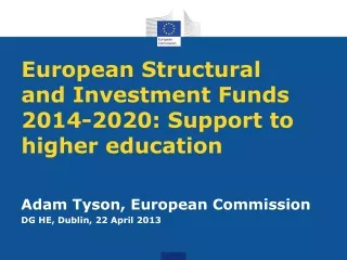 European Structural and Investment Funds 2014-2020: Support to higher education