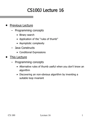 CS100J Lecture 16