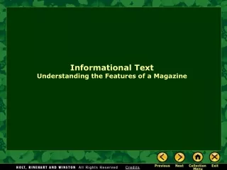 Informational Text Understanding the Features of a Magazine