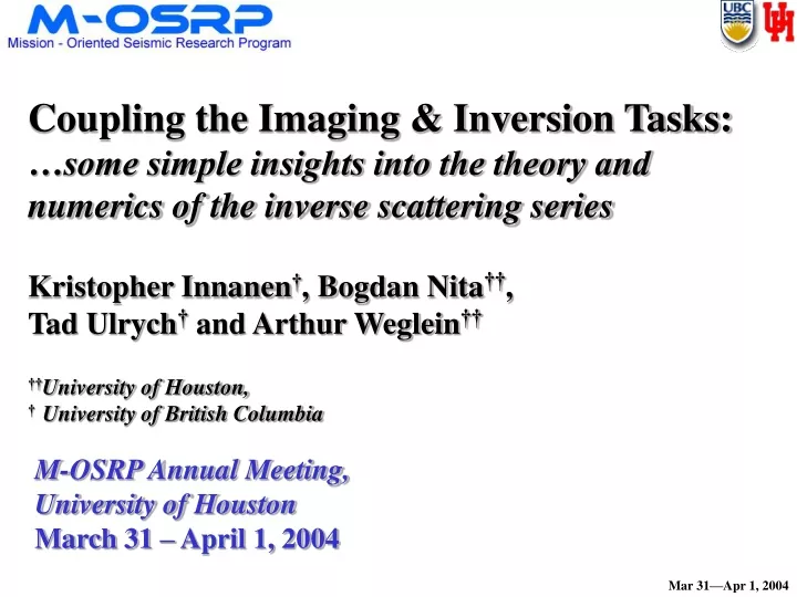 coupling the imaging inversion tasks some simple