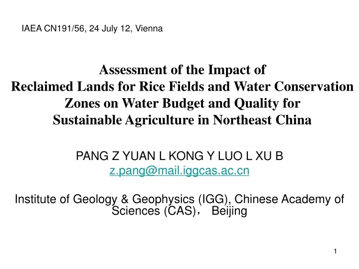 assessment of the impact of reclaimed lands