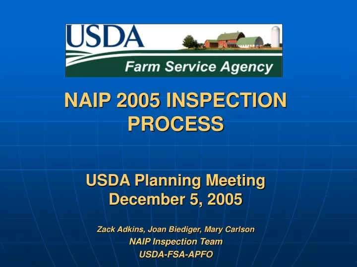 usda planning meeting december 5 2005