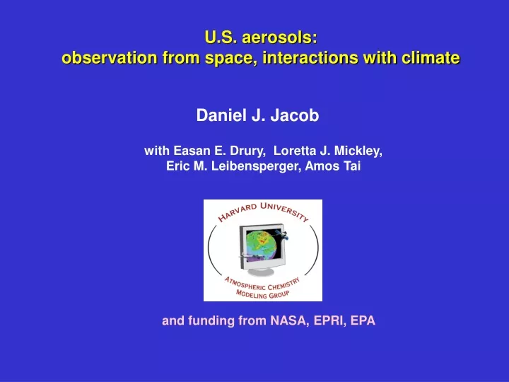 u s aerosols observation from space interactions with climate