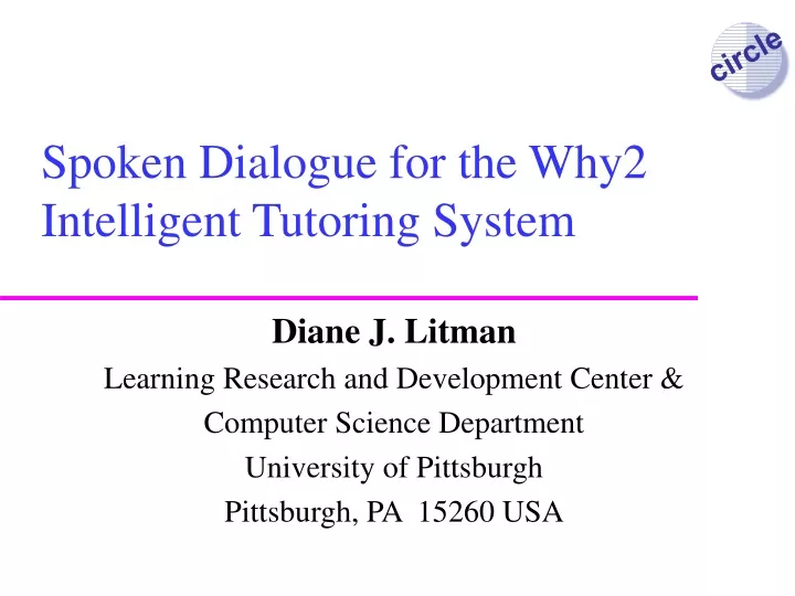 spoken dialogue for the why2 intelligent tutoring system