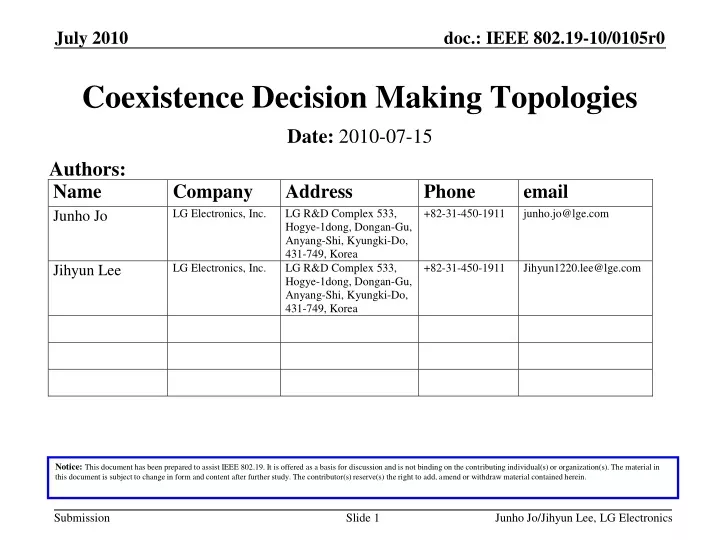coexistence decision making topologies