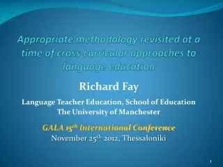 Appropriate methodology revisited at a time of cross-curricular approaches to language education
