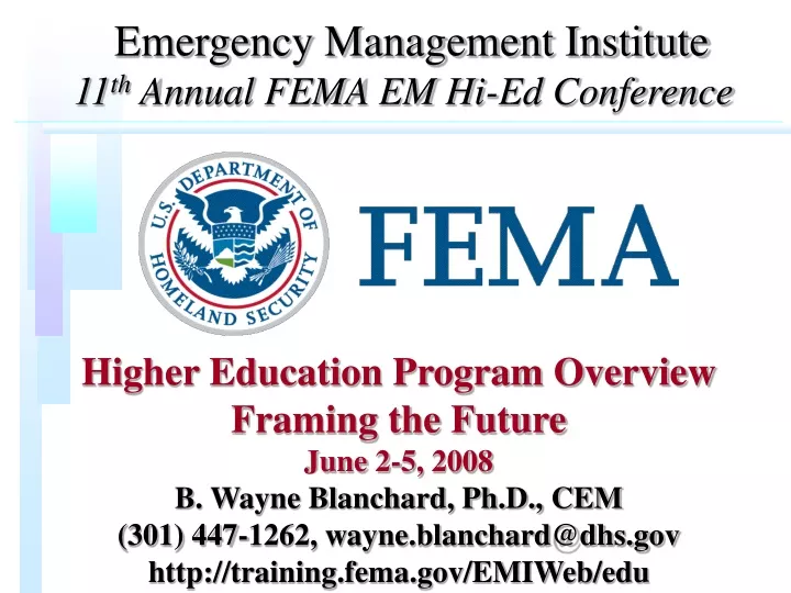 emergency management institute 11 th annual fema