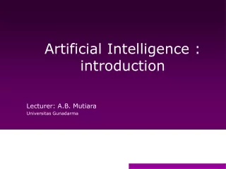 Artificial Intelligence :  introduction