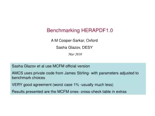Benchmarking HERAPDF1.0