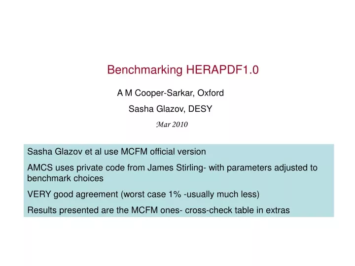 benchmarking herapdf1 0