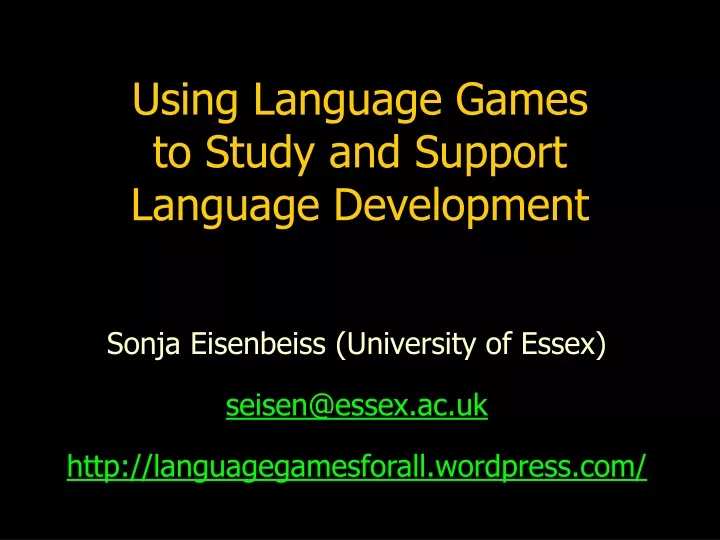 using language games to study and support language development