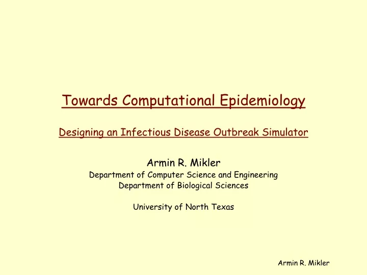 towards computational epidemiology designing an infectious disease outbreak simulator