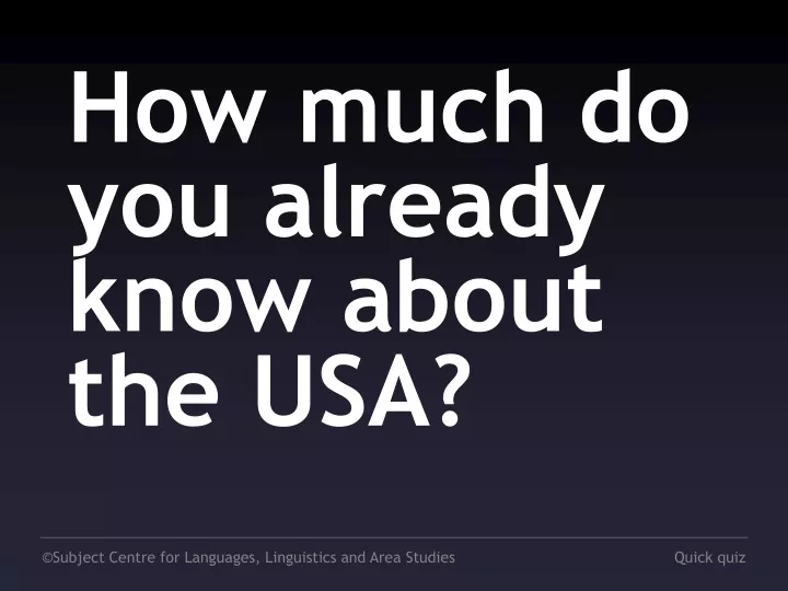 how much do you already know about the usa