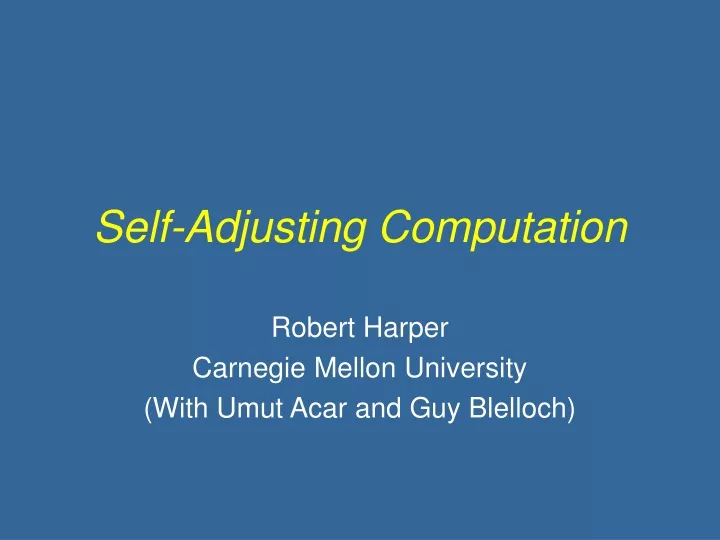 self adjusting computation