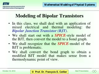 Modeling of Bipolar Transistors