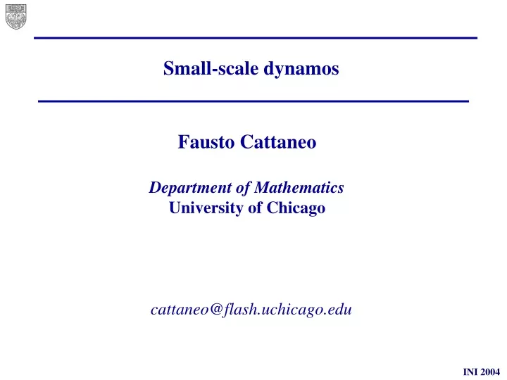 small scale dynamos