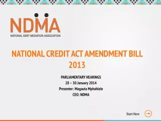 NATIONAL CREDIT ACT AMENDMENT BILL 2013