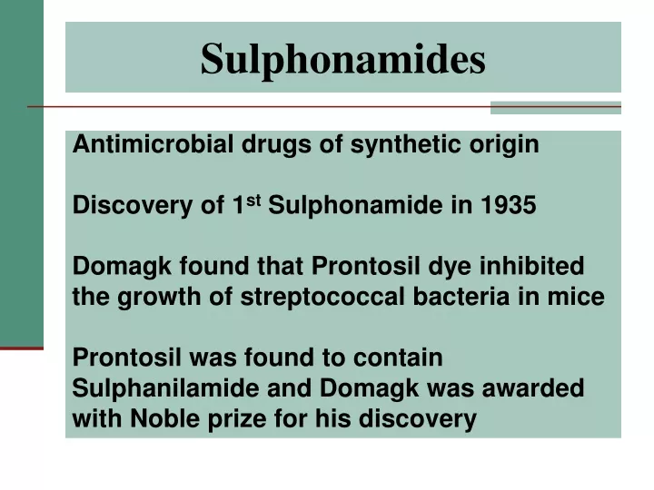 sulphonamides