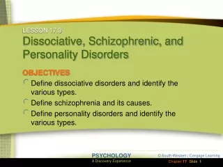 LESSON 17.3 Dissociative, Schizophrenic, and Personality Disorders