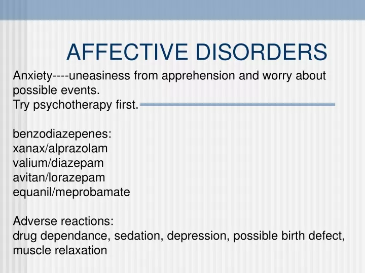 affective disorders
