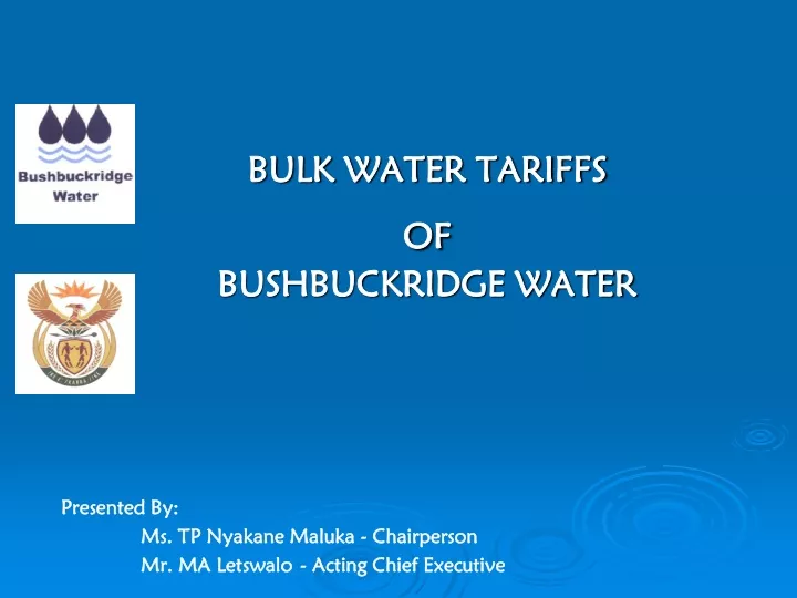 bulk water tariffs of bushbuckridge water