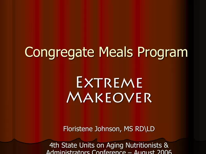 congregate meals program