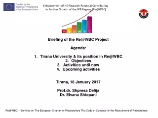 Enhancement of HE Research Potential Contributing to Further Growth of the WB Region  (Re@WBC)