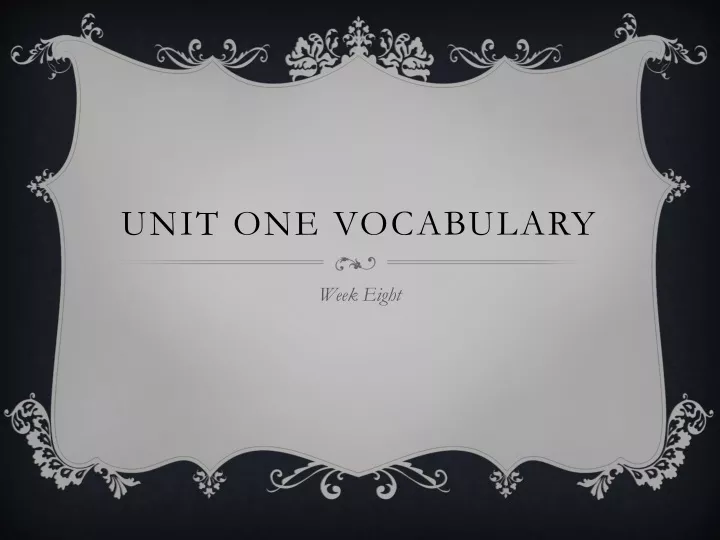 unit one vocabulary