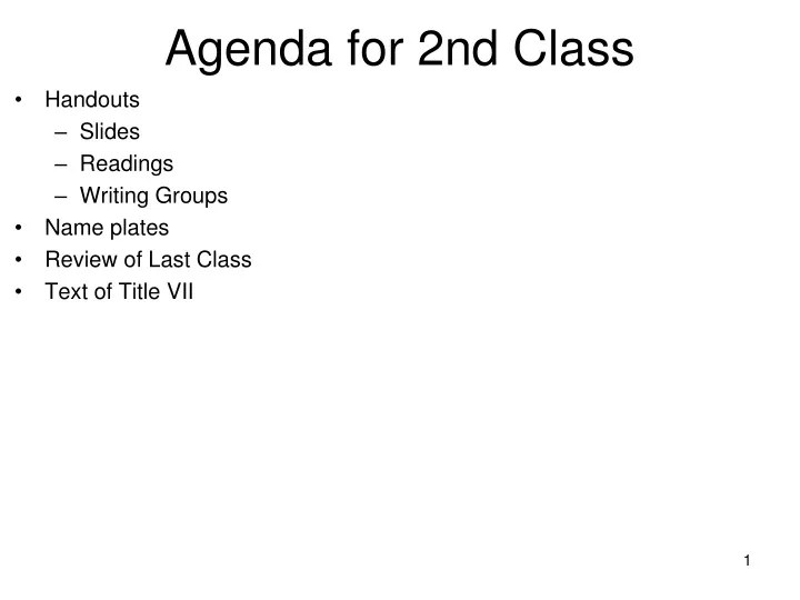 agenda for 2nd class