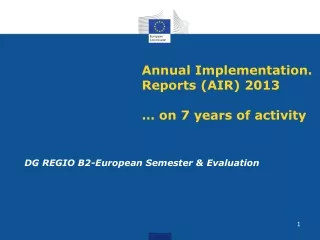 Annual Implementation. Reports (AIR) 2013 … on 7 years of activity