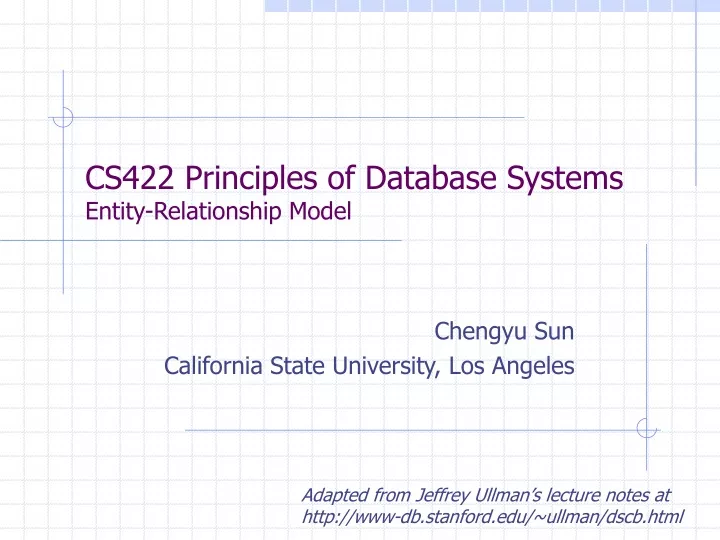 cs422 principles of database systems entity relationship model