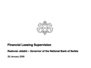 Financial Leasing Supervision Radovan Jela šić – Governor of the National Bank of Serbia
