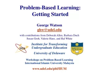 Problem-Based Learning: Getting Started