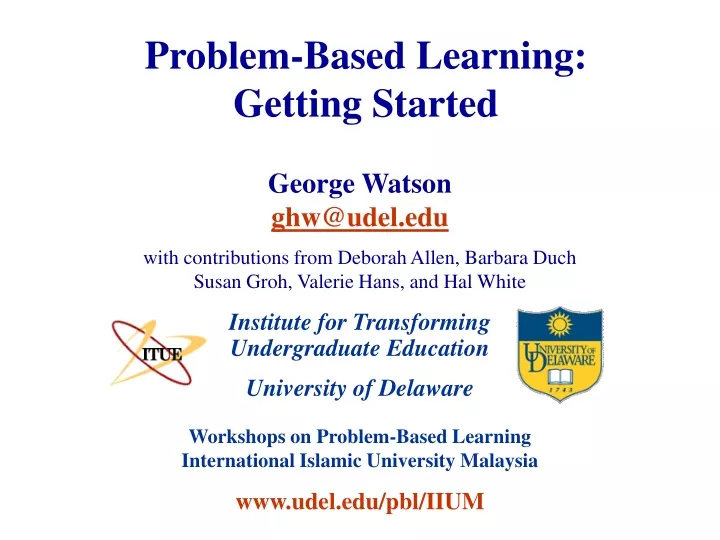 problem based learning getting started