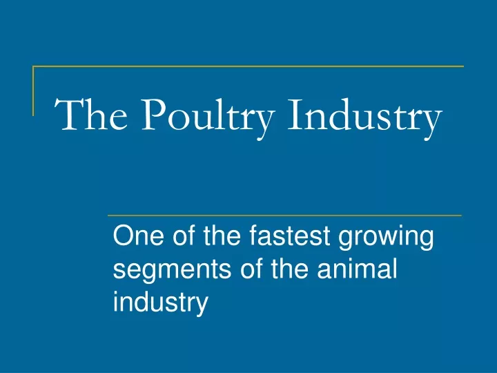 the poultry industry