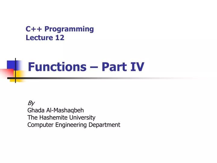 c programming lecture 12 functions part iv
