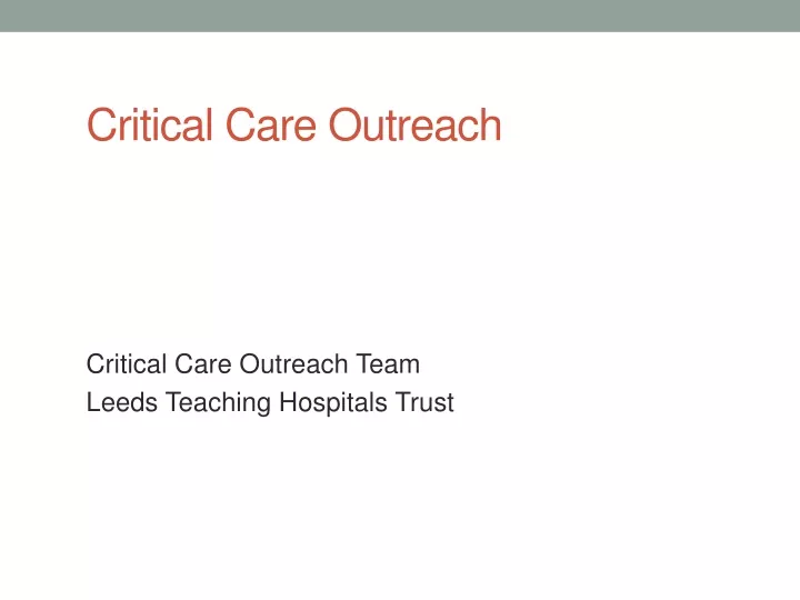 critical care outreach