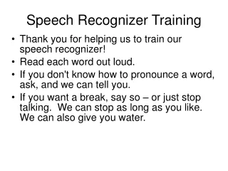 Speech Recognizer Training