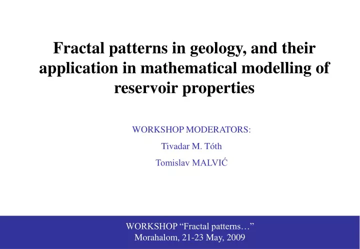 fractal patterns in geology and their application