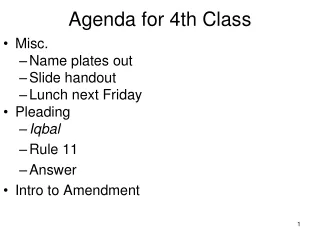 Agenda for 4th Class